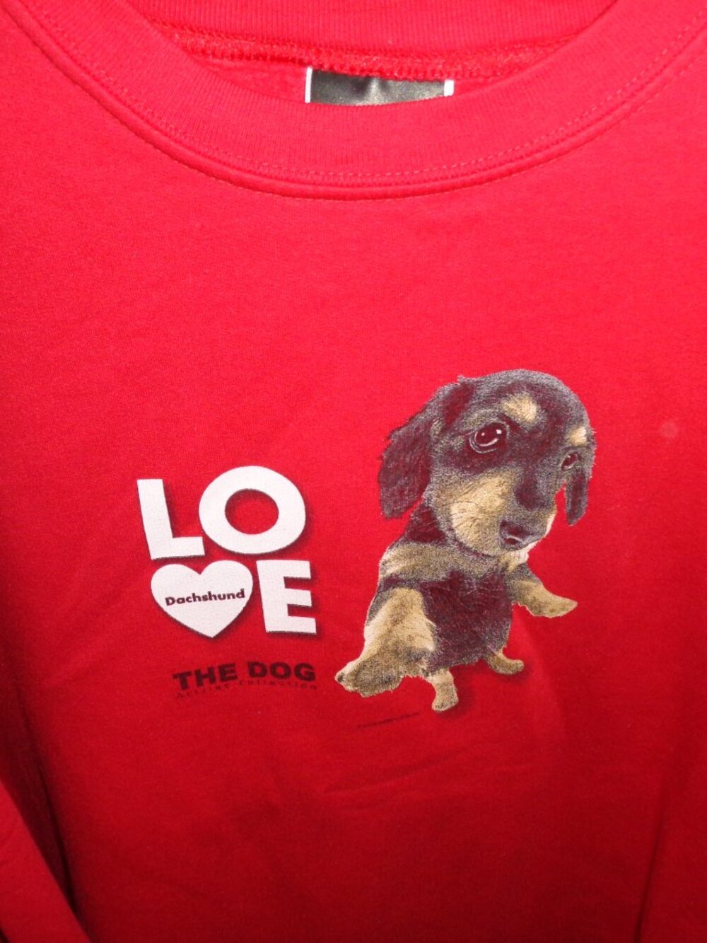 SWEET RARE ARTIST COLLECTION LOVE DOG XLARGE RED SWEATSHIRT-DACHSHUND GRAPHIC